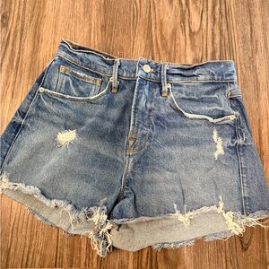 Good American Faded Blue Distressed Denim Shorts